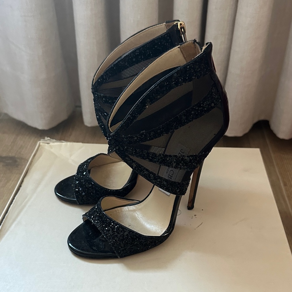 Jimmy Choo Glitter Black Heels